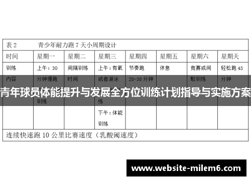 青年球员体能提升与发展全方位训练计划指导与实施方案
